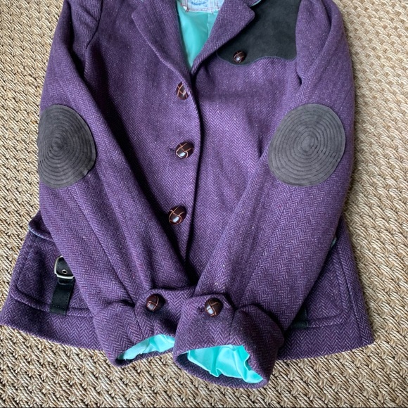 Trovata Purple and Mint Wool Elbow Patch Blazer - Picture 3 of 8